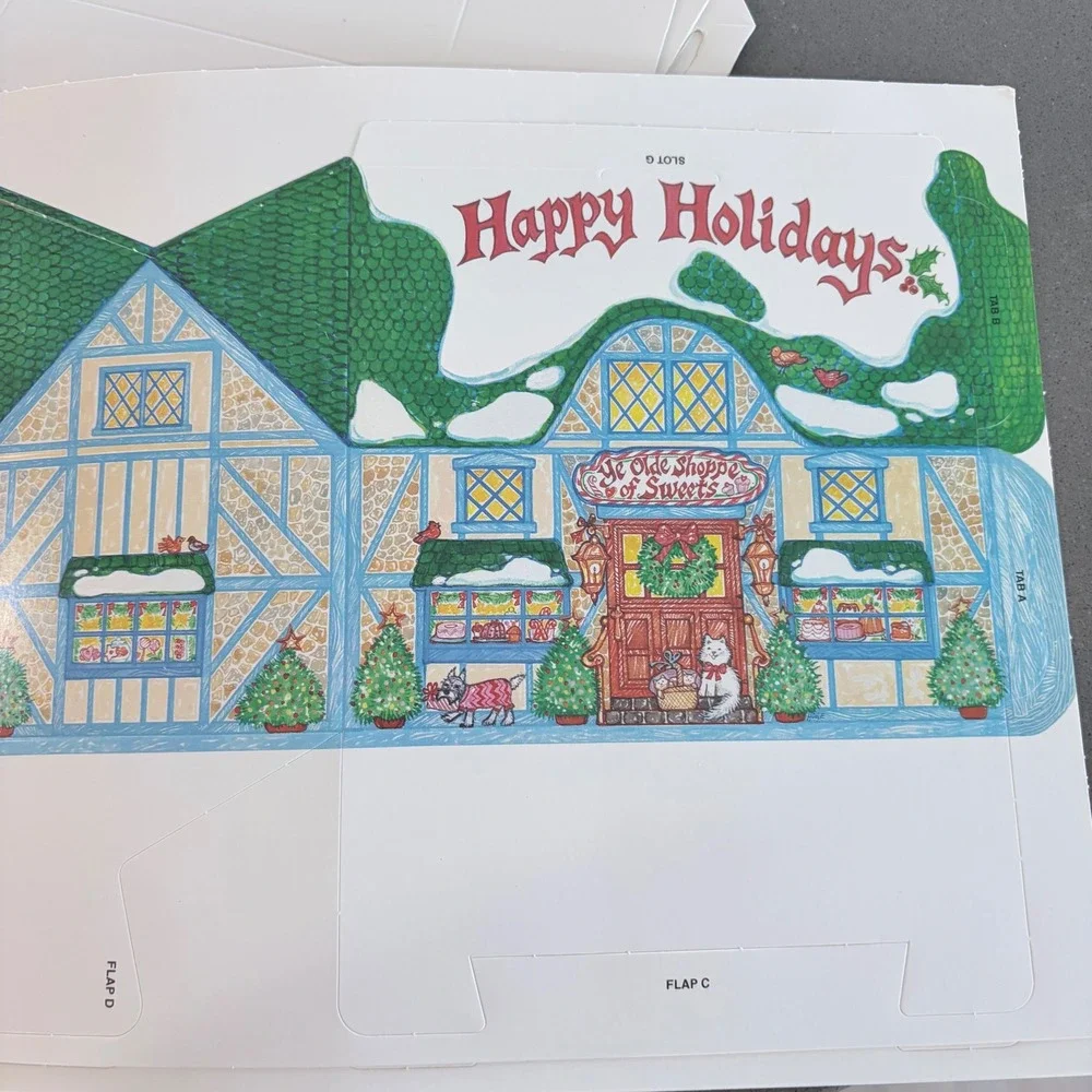 Vintage 1987 Current Inc Christmas Cottage Baked Goods Gift Boxes Recipe Cards